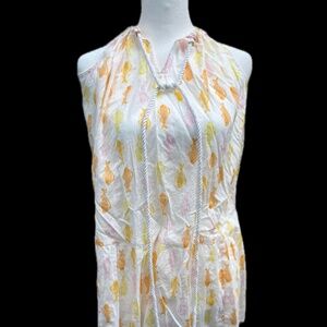 J.Crew White Fish Print Blouse – XS, NWT, Rope Tie Neck